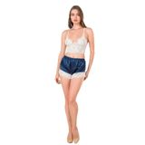 Hepsine Rakip Kadın Ip Askılı Bralet Saten Şortlu Mini Gecelik Takımı Alt Üst - XL - Lacivert