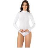 Hepsine Rakip Kadın Uzun Kol Balıkçıyaka Çıtçıtlı Pamuk Body Bayan Atlet - Beyaz - L