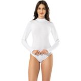 Hepsine Rakip Kadın Uzun Kol Balıkçıyaka Çıtçıtlı Pamuk Body Bayan Atlet - Beyaz - M