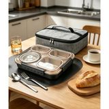 Hepta Collection 1500 ml 4 Bölmeli Paslanmaz Çelik Yemek Termosu Beslenme Kabı | Sızdırmaz Lunch Box Termal Taşıma Ça