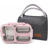 Hepta Collection 304 Paslanmaz Çelik 3 Bölmeli Pembe Lunch Box Termal Çantalı – Sızdırmaz Kapaklı Beslenme Kabı,