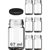Hepta Collection Afracam 67 ml Şeffaf Shot Kavanoz 67 cc Konserve Metal Siyah Kapaklı Cam Kavanoz 6 Adet