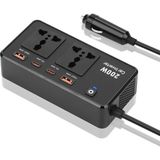 Hepta Collection Araç Oto Çakmak Inverter Araç Içi Sarj Istasyonu Çoklu Sarj 2 USB 2 Priz 2 Type-C Şarj Çıkışlı 200W