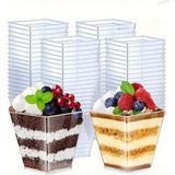Hepta Collection Beysüs Kübik Prizma Kase Mika Plastik Şeffaf Kapaklı Sunum Kabı 24 Lü 120 cc - Standart
