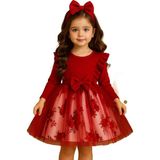Hepta Collection Kız Çocuk Çiçekli Tül Pamuklu Doğum Günü Hediye Günlük Elbise (Kırmızı, 5 Yaş)