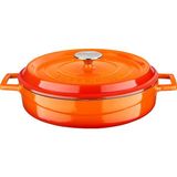 Hepta Collection Lava Döküm Çok Amaçlı Yayvan Tencere Döküm Demir Yekpare Kulplu Edition Serisi ÇAP(Ø)28CM. Turuncu - Çok Renkli