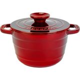 Hepta Collection Lava Döküm Yuvarlak Tencere Döküm Demir Kapak Experience Majolik Serisi ÇAP(Ø)23CM Kırmızı