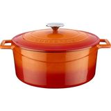 Hepta Collection Lava Metal Döküm Yuvarlak Tencere, 28 Cm, Turuncu - Çok Renkli