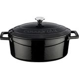 Hepta Collection Lava Metal Oval Döküm Tencere, 25 Cm, 3.19 L Hacim, Siyah - Çok Renkli