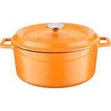 Hepta Collection Lava Spring Serisi - Döküm Tencere, Yuvarlak, 28 Cm, Mat Emaye, Parlak Siyah Taban, Turuncu - Standart