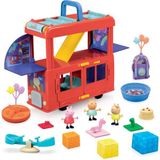 Hepta Collection Peppa Pig 2'si 1 Arada Parti Otobüsü Oyun Seti, 3 Figür ve 13 Aksesuar Parçalı, Okul Öncesi Oyuncakl - Çok Renkli