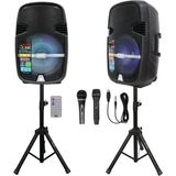 Hepta Collection Profesyonel Pa Kabin Hoparlör 15" Bluetooth Taşınabilir Şarjlı Rgb Işıklı Karaoke Ses Sistemi 900W