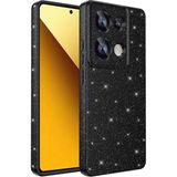Heptek İletişim Xiaomi Redmi Note 13 Pro 4g Kılıf Kamera Korumalı Simli Lüks Koton Kapak-Siyah