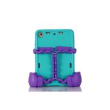 HEPTEKİLETİŞİM Apple iPad Mini 2-3 ile Uyumlu Tablet Silikon Kılıf, Çocuklara Özel, Standlı ve Kollu, Korumalı Kapak, EVA, Turkuaz-Mor