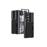 HEPTEKİLETİŞİM Galaxy Z Fold 6 ile Uyumlu Kılıf, Kamera Korumalı, Karbon Fiber Arka Yüzey, Kartlıklı, Sert Kapak, Siyah