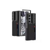 Heptekiletişim Galaxy Z Fold 6 Kılıf Kamera Korumalı Karbon Fiber Arka Yüzey Hptk Kartlıklı Kıpta Sert Kapak-Siyah