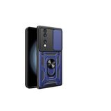 HEPTEKİLETİŞİM Honor 70 ile Uyumlu Kılıf, Sürgülü Tank Zırh, Yüzüklü, Mıknatıslı Standlı Kapak, Mavi