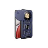 HEPTEKİLETİŞİM Huawei Honor Magic 8 Lite 5G ile Uyumlu Sürgülü Tank Zırh Yüzüklü Mıknatıslı Standlı Kapak, Mavi