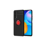 HEPTEKİLETİŞİM Huawei P Smart 2021 ile Uyumlu Kılıf, Kamera Çıkıntılı, Renkli Yüzüklü, Standlı, Mıknatıslı, Siyah-Kırmızı