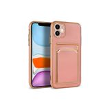 HEPTEKİLETİŞİM iPhone 11 ile Uyumlu Kılıf, Kamera Korumalı, Parlak Altın İşlemeli, Kartlıklı Cüzdanlı Kapak, Rose Gold