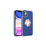 HEPTEKİLETİŞİM iPhone 12 ile Uyumlu Kılıf, Kamera Korumalı, Parlak Kenarlı, Altın İşlemeli Logo Gösteren Kapak, Lacivert