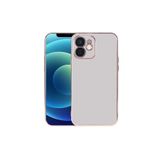 HEPTEKİLETİŞİM iPhone 12 ile Uyumlu Kılıf, Parlak Altın Işlemeli, Kamera Korumalı, Pastel Renkli Kapak, Gümüş