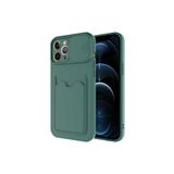 HEPTEKİLETİŞİM iPhone 12 Pro ile Uyumlu Kılıf, Cüzdan, Slayt Sürgülü Kamera Korumalı, Kartlıklı Bölmeli Kapak, Koyu Yeşil
