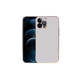 HEPTEKİLETİŞİM iPhone 12 Pro ile Uyumlu Kılıf, Parlak Altın Işlemeli, Kamera Korumalı, Pastel Gümüş Renkli Kapak