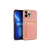 HEPTEKİLETİŞİM iPhone 13 Pro Max ile Uyumlu Kılıf, Kamera Korumalı, Parlak Altın İşlemeli, Kartlıklı Cüzdanlı Kapak, Rose Gold