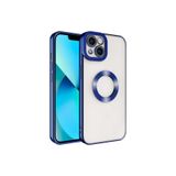 HEPTEKİLETİŞİM iPhone 14 ile Uyumlu Kılıf, Kamera Lens Korumalı, Logo Gösteren Arkası Şeffaf, Parlak Kenarlı Kapak, Mavi, OMEGA