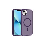 HEPTEKİLETİŞİM iPhone 14 ile Uyumlu M-Safe Manyetik Şarj Uyumlu Mat Yarı Şeffaf Darbe Emici Kılıf, Mor