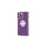 HEPTEKİLETİŞİM iPhone 14 Pro Max Kılıf, Kamera Korumalı, Parlak Altın Işlemeli, Logo Gösteren Kapak, Koyu Mor