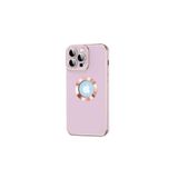 HEPTEKİLETİŞİM iPhone 14 Pro Max Kılıf, Kamera Korumalı, Parlak Altın Işlemeli, Logo Gösteren Kapak, Mor