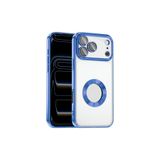 HEPTEKİLETİŞİM iPhone 17 Pro ile Uyumlu Kılıf, Kamera Lens Korumalı, Logo Gösteren, Şeffaf Parlak Kenarlı, Mavi