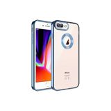 HEPTEKİLETİŞİM iPhone 8 Plus Kılıf, Kamera Lens Korumalı, Logo Gösteren Parlak Kenarlı Kapak, Sierra Mavi, OMEGA