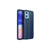 HEPTEKİLETİŞİM Oppo A96 4G ile Uyumlu Deri Görünümlü Silikon Kılıf, Lacivert
