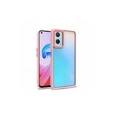 HEPTEKİLETİŞİM Oppo A96 4G ile Uyumlu Kılıf, Kamera Çıkıntılı, Arkası Şeffaf, Renkli Kenarlı, Rose Gold