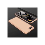 HEPTEKİLETİŞİM Oppo AX7 ile Uyumlu 360 Tam Koruma Kılıf, Sert Mika Kapak, Gold