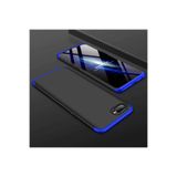 HEPTEKİLETİŞİM Oppo AX7 ile Uyumlu Kılıf, 360 Tam Koruma, Ön ve Arka Sert Mika Kapak, Siyah-Mavi