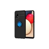 HEPTEKİLETİŞİM Samsung Galaxy A02s ile Uyumlu Kılıf, Kamera Çıkıntılı, Renkli Yüzüklü, Standlı, Mıknatıslı Kapak, Siyah-Mavi