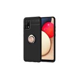HEPTEKİLETİŞİM Samsung Galaxy A02s ile Uyumlu Kılıf, Kamera Çıkıntılı, Renkli Yüzüklü Standlı, Mıknatıslı Kapak, Siyah-Rose Gold