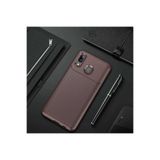 HEPTEKİLETİŞİM Samsung Galaxy A10s ile Uyumlu Kılıf, Kamera Çıkıntılı, Karbon Fiber Dokulu, Kahverengi