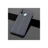 HEPTEKİLETİŞİM Samsung Galaxy A20s ile Uyumlu Deri Görünümlü Silikon Kılıf, Lacivert
