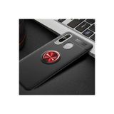 HEPTEKİLETİŞİM Samsung Galaxy A20s ile Uyumlu Kılıf, Kamera Çıkıntılı, Renkli Yüzüklü, Standlı, Mıknatıslı, Siyah-Kırmızı
