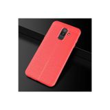 HEPTEKİLETİŞİM Samsung Galaxy J8 ile Uyumlu Deri Görünümlü Silikon Kılıf, Kırmızı