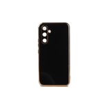 HEPTEKİLETİŞİM Samsung Galaxy M14 ile Uyumlu Kılıf, Parlak Kenarlı Altın Işlemeli, Kamera Korumalı Kapak, Siyah