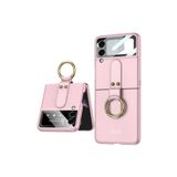 HEPTEKİLETİŞİM Samsung Galaxy Z Flip 3 ile Uyumlu Kılıf, Mat Dokulu, Ultra İnce, Pembe, Yüzük Aparatlı