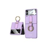 HEPTEKİLETİŞİM Samsung Galaxy Z Flip 3 ile Uyumlu Kılıf, Mat Dokulu, Ultra İnce, Yüzük Aparatlı, Mor