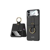 HEPTEKİLETİŞİM Samsung Galaxy Z Flip 3 ile Uyumlu Kılıf, Mat Dokulu, Ultra İnce, Yüzük Aparatlı, Siyah