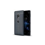 HEPTEKİLETİŞİM Sony Xperia XZ2 ile Uyumlu Deri Görünümlü Silikon Kılıf, Lacivert